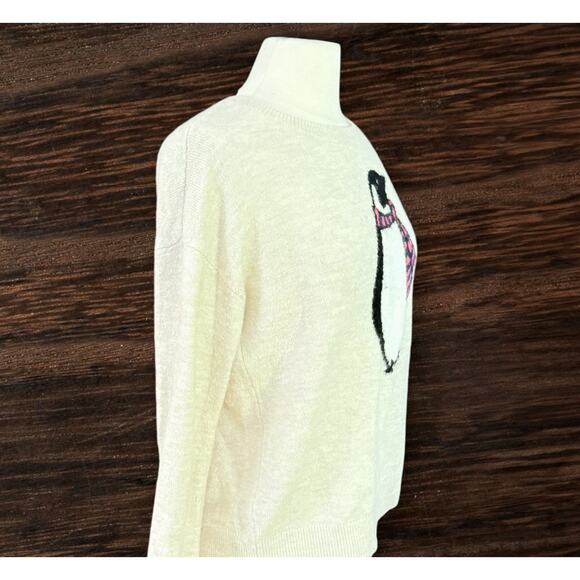 Gap Penguin Oversized Sweater Sz S 22.5" Bust Beige Heather Plush Soft Stretch - Picture 4 of 9